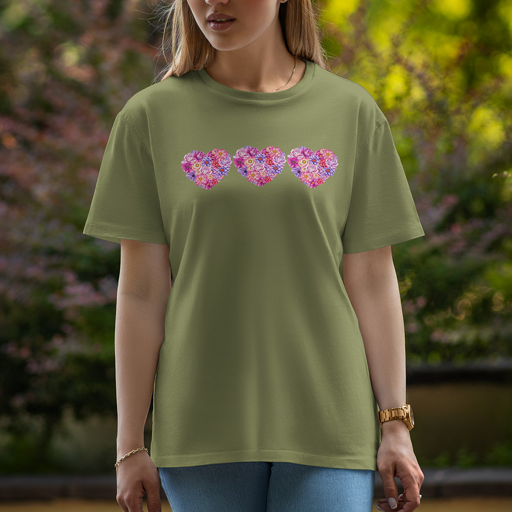 Three Love - Half Sleeve T-Shirt For Women