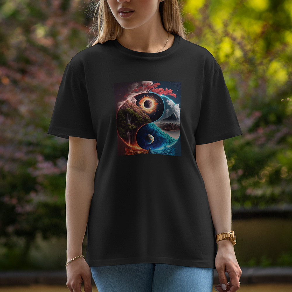 3D Tree And Mountain - Half Sleeve T-Shirt For Women