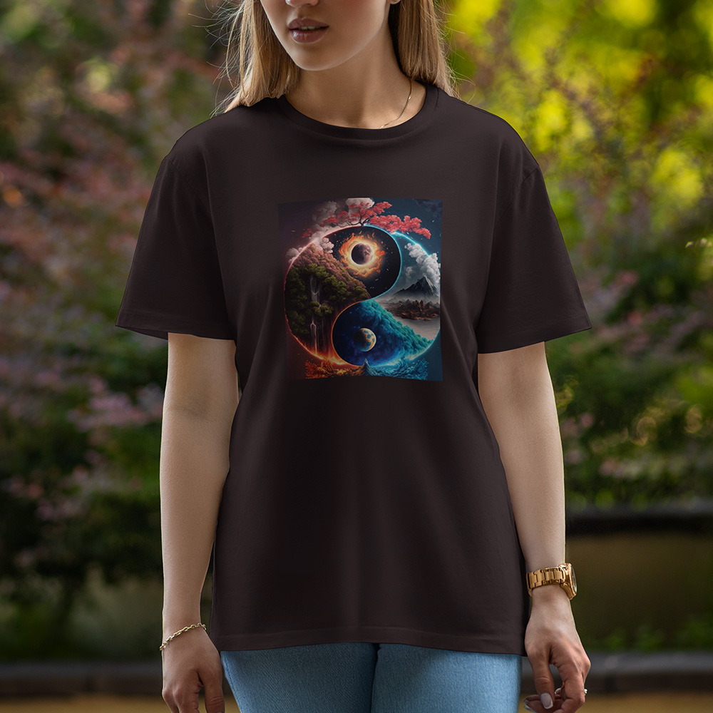 3D Tree And Mountain - Half Sleeve T-Shirt For Women