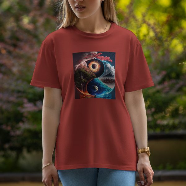 3D Tree And Mountain - Half Sleeve T-Shirt For Women