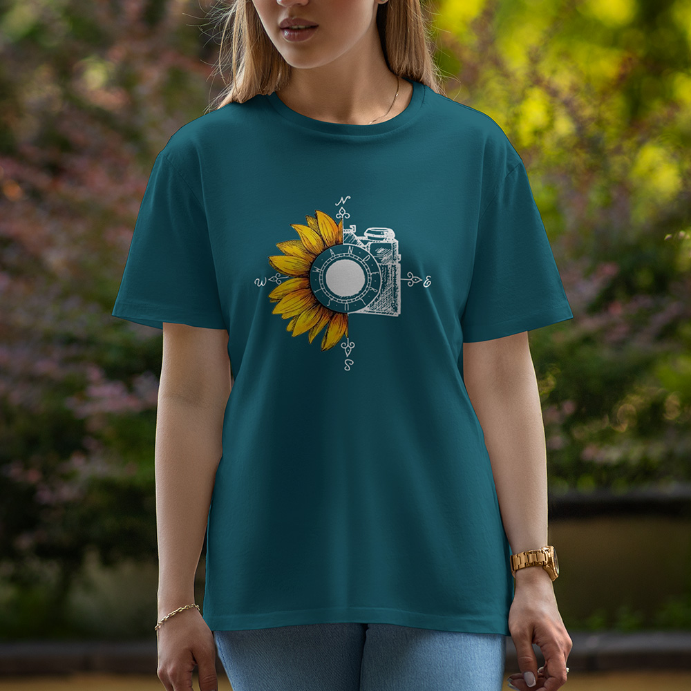 Flower Camera - Half Sleeve T-Shirt For Women