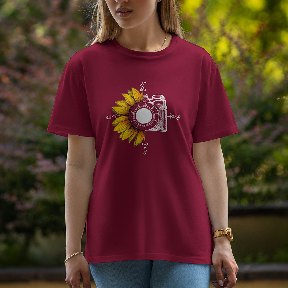 Flower Camera - Half Sleeve T-Shirt For Women
