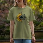Flower Camera - Half Sleeve T-Shirt For Women