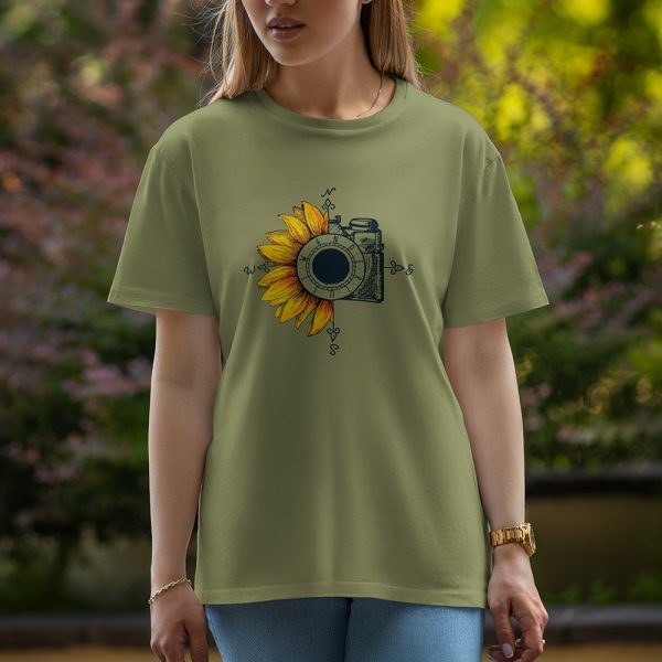 Flower Camera - Half Sleeve T-Shirt For Women