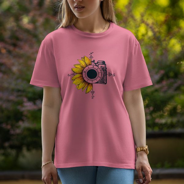 Flower Camera - Half Sleeve T-Shirt For Women