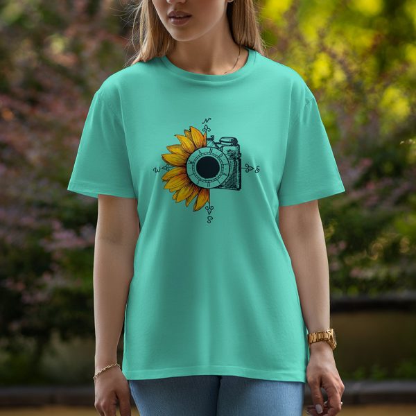 Flower Camera - Half Sleeve T-Shirt For Women