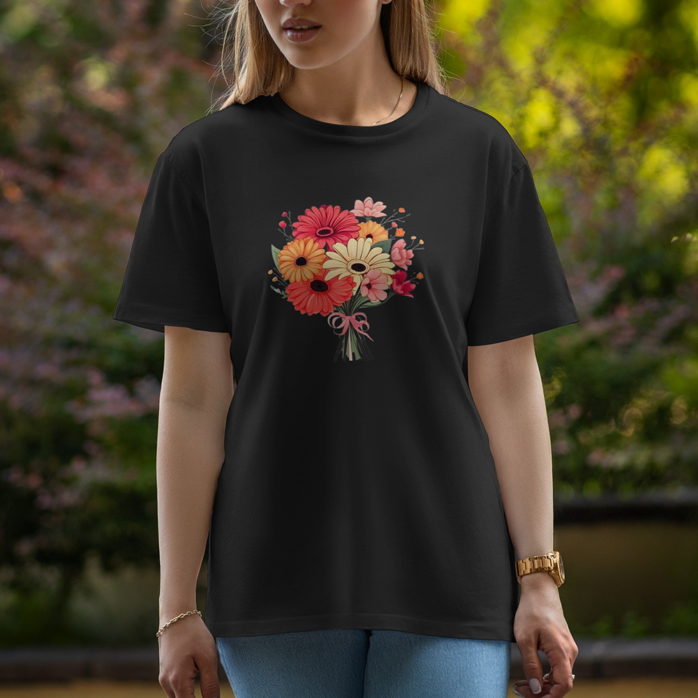 Red and White Flowers - Half Sleeve T-Shirt For Women