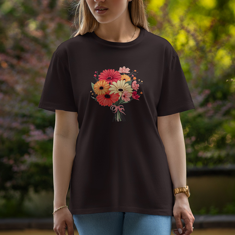 Red and White Flowers - Half Sleeve T-Shirt For Women