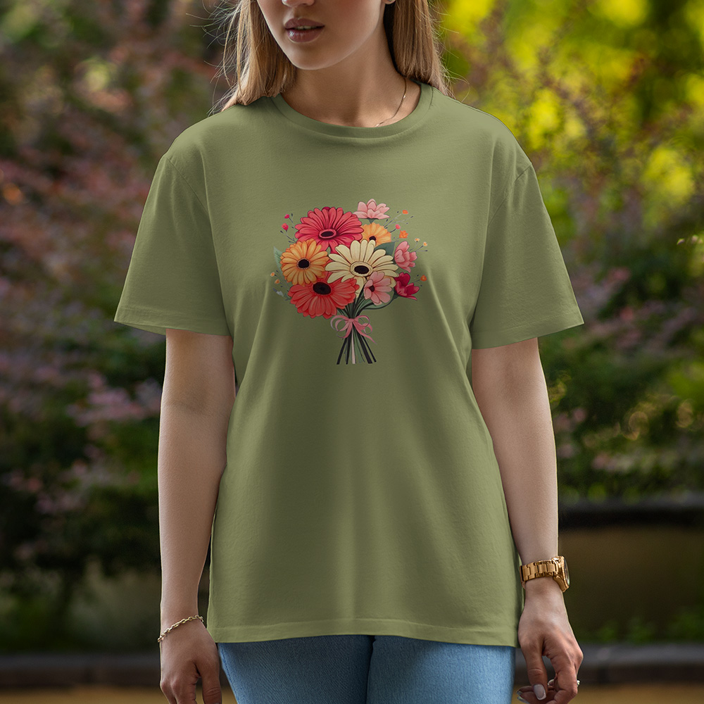 Red and White Flowers - Half Sleeve T-Shirt For Women