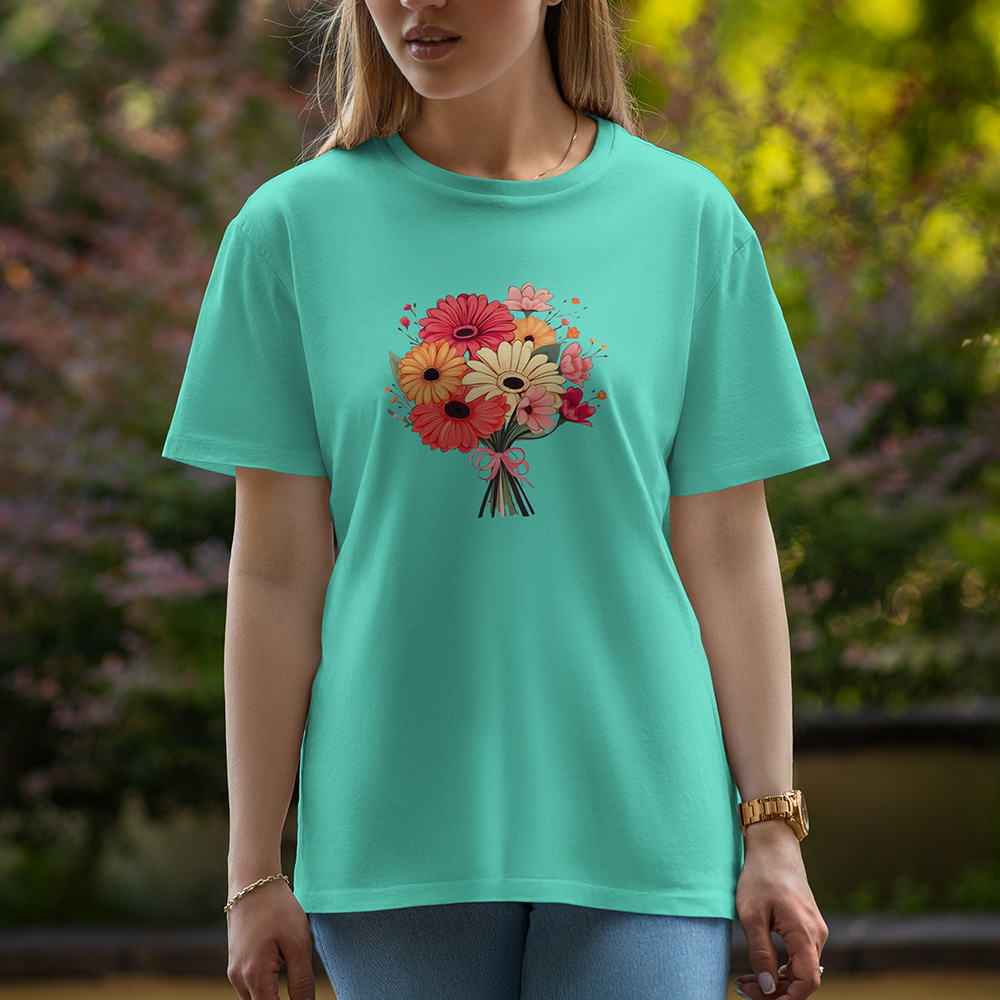 Red and White Flowers - Half Sleeve T-Shirt For Women