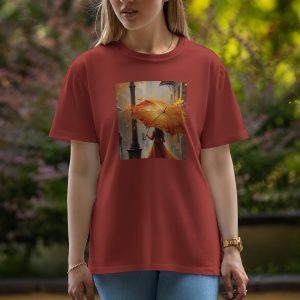Girl With Umbrella - Half Sleeve T-Shirt For Women