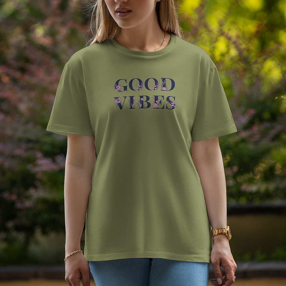 Good Vibes - Half Sleeve T-Shirt For Women