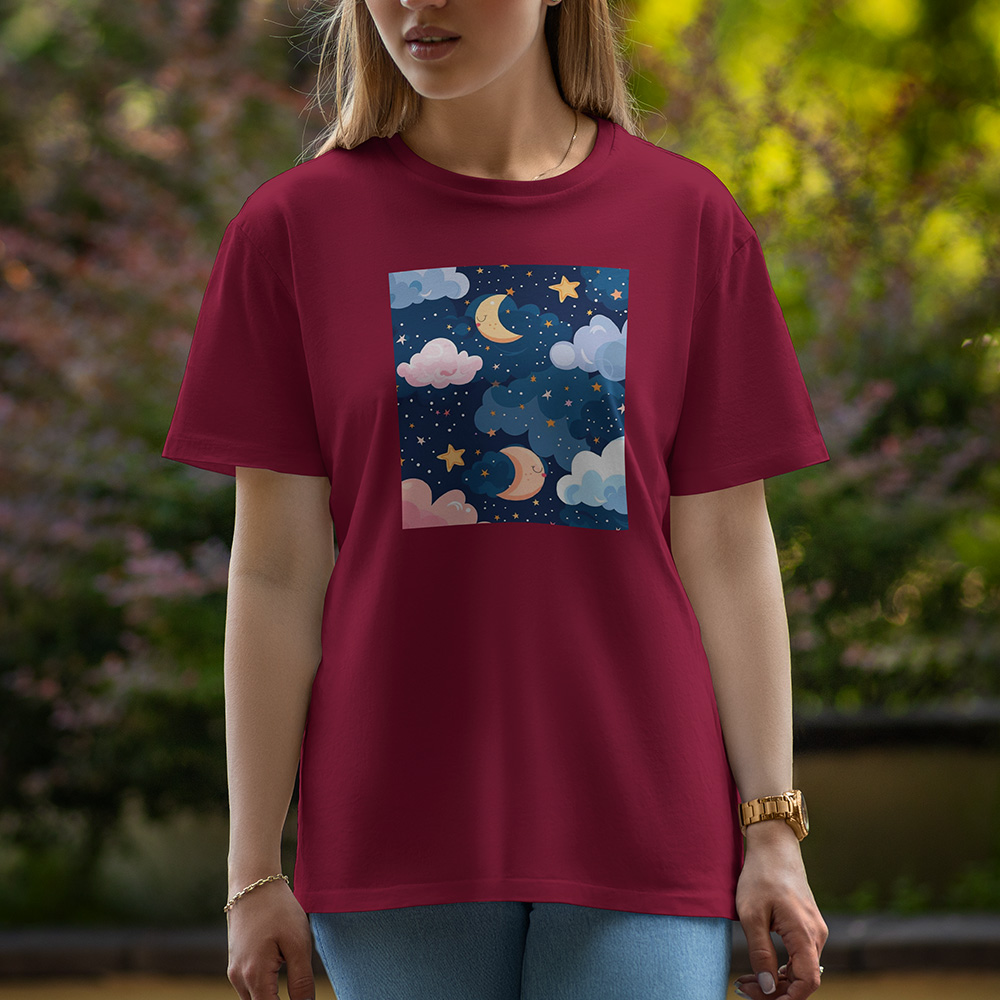 Moon And Star - Half Sleeve T-Shirt For Women