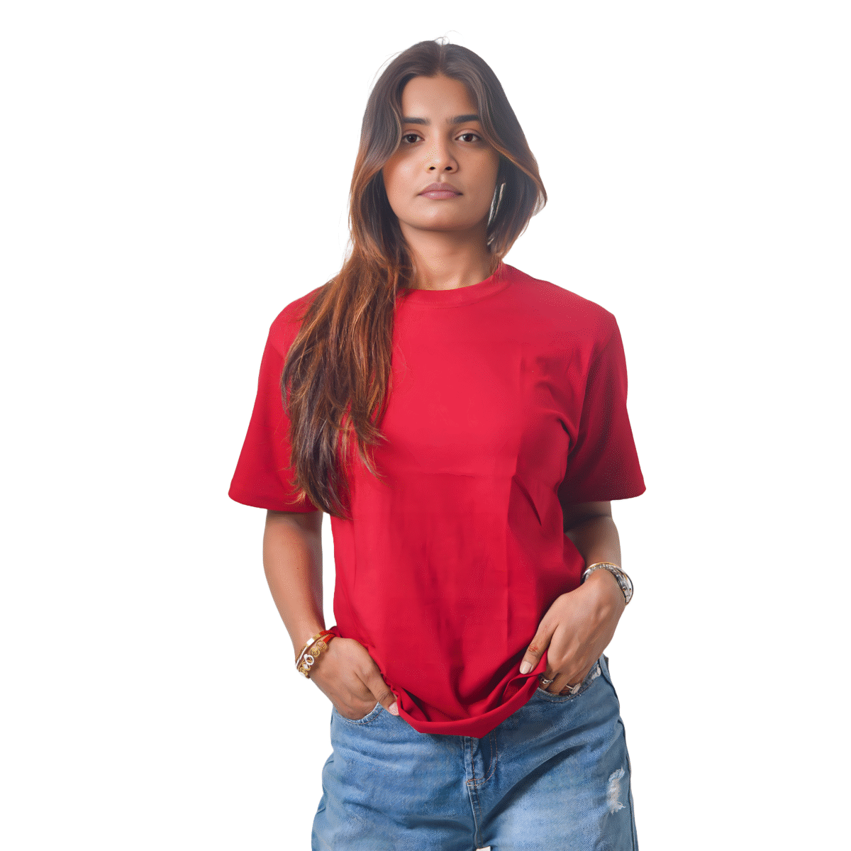 White Half Sleeve Solid T-Shirt