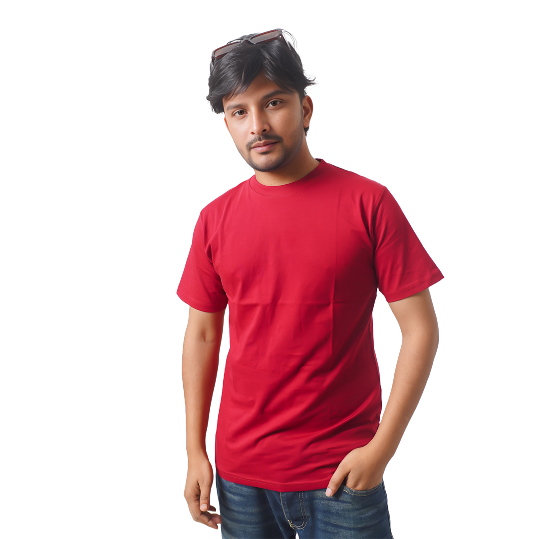 Maroon Solid T-Shirt Half Sleeve