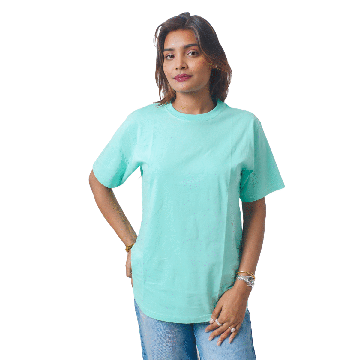 White Half Sleeve Solid T-Shirt