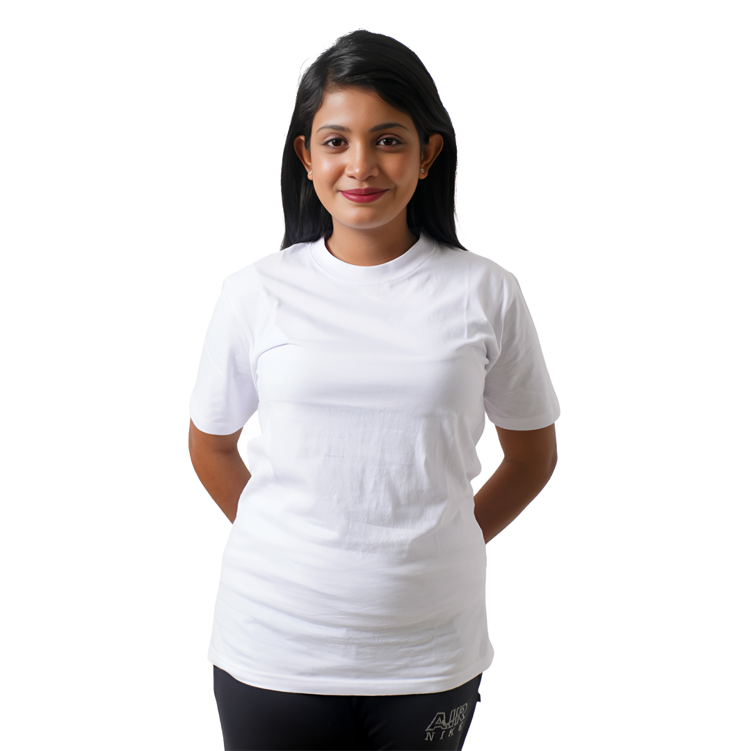 White Half Sleeve Solid T-Shirt