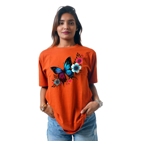 Butterfly With Flowers Women’s Tees T-Shirts