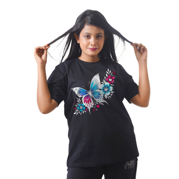 Butterfly With Flowers Women’s Tees T-Shirts