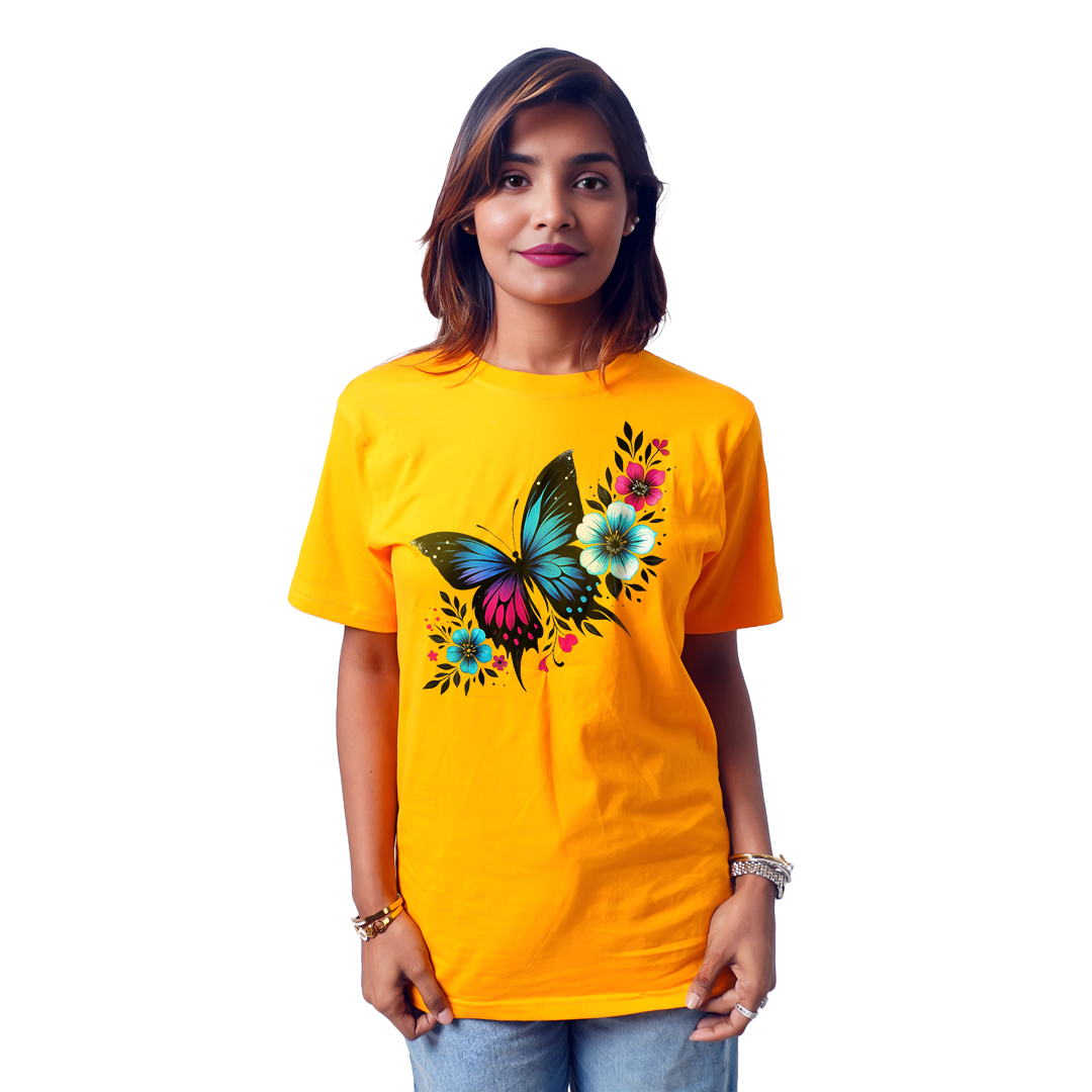 Butterfly With Flowers Women’s Tees T-Shirts