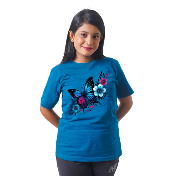 Butterfly With Flowers Women’s Tees T-Shirts