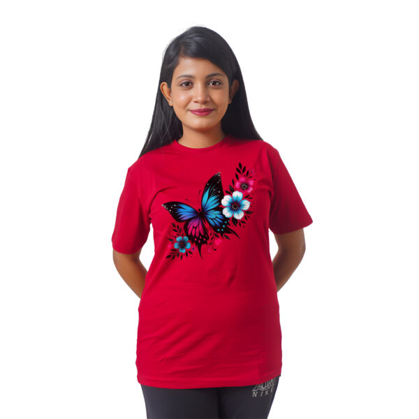 Butterfly With Flowers Women’s Tees T-Shirts