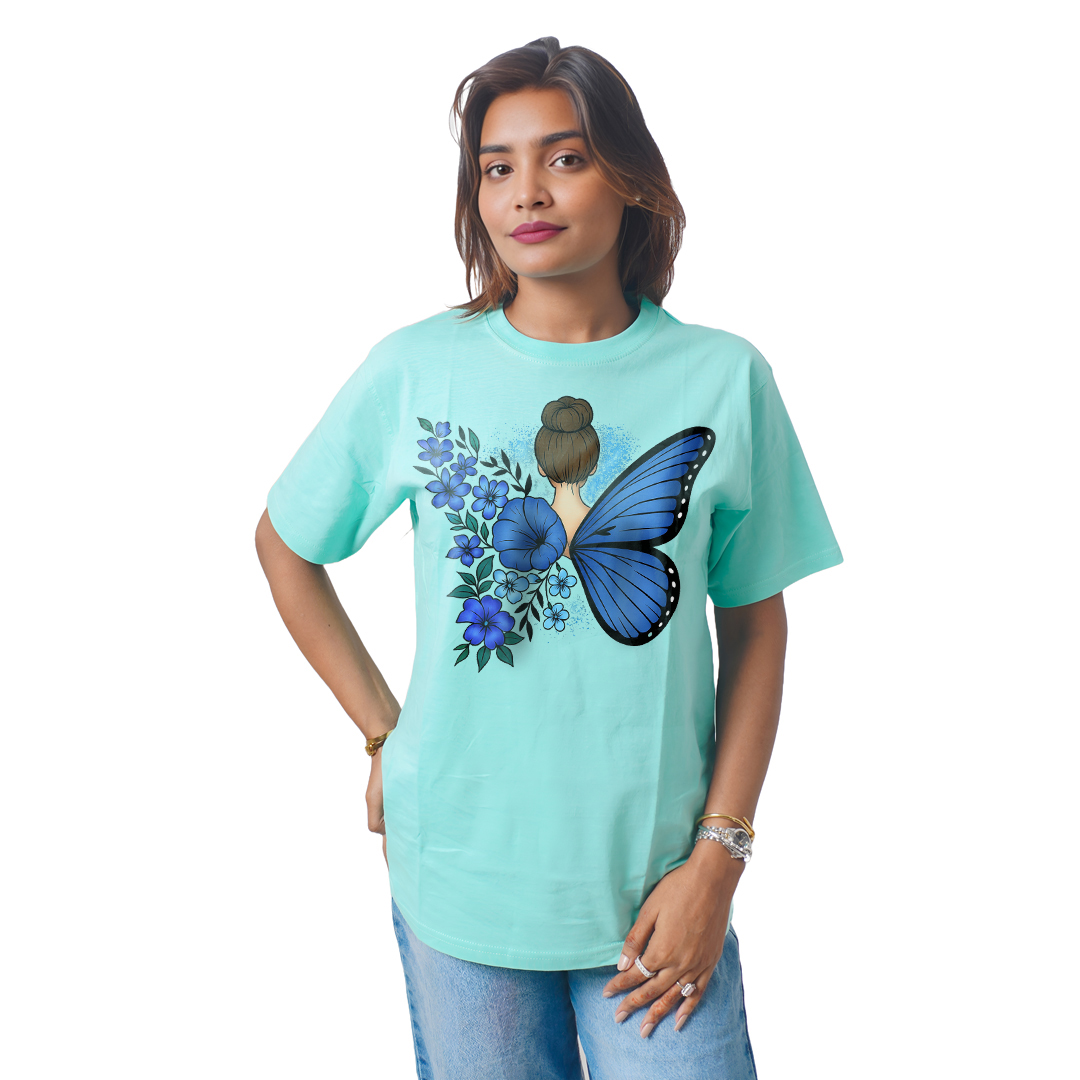 Butterfly With Girl Women’s Tees T-Shirts