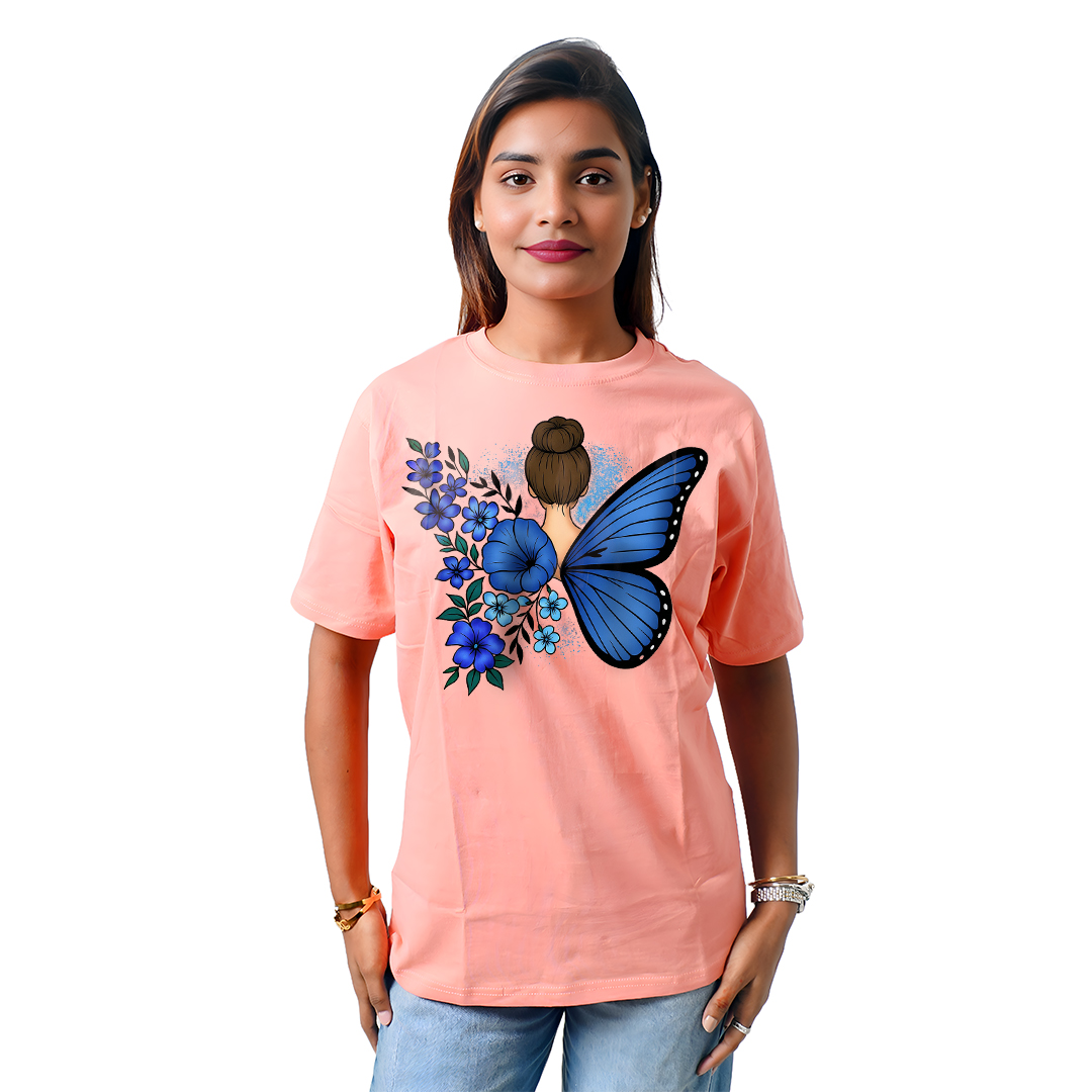 Butterfly With Girl Women’s Tees T-Shirts