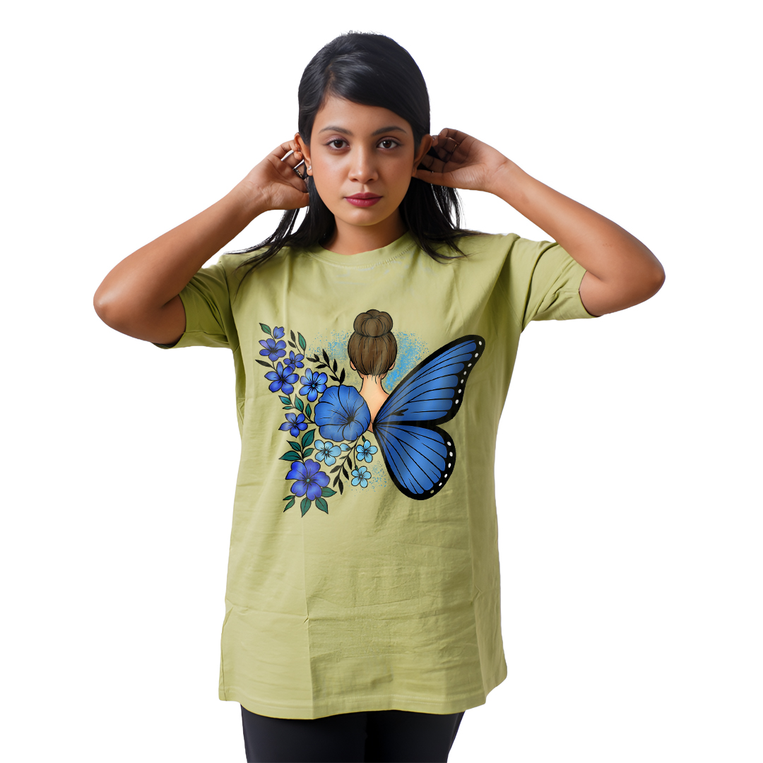 Butterfly With Girl Women’s Tees T-Shirts