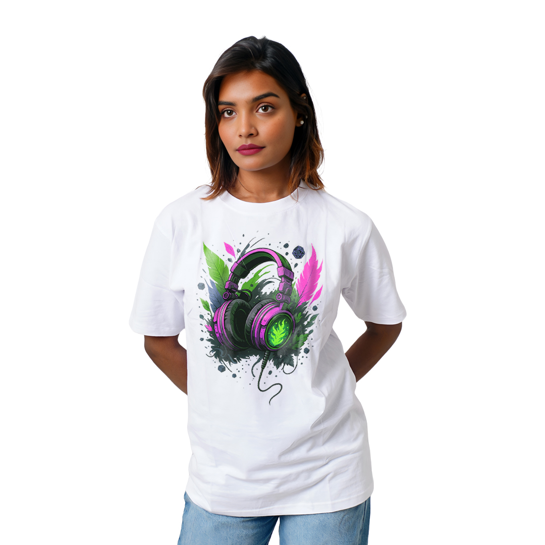 Color Ful Head Phones Women’s Tees T-Shirts