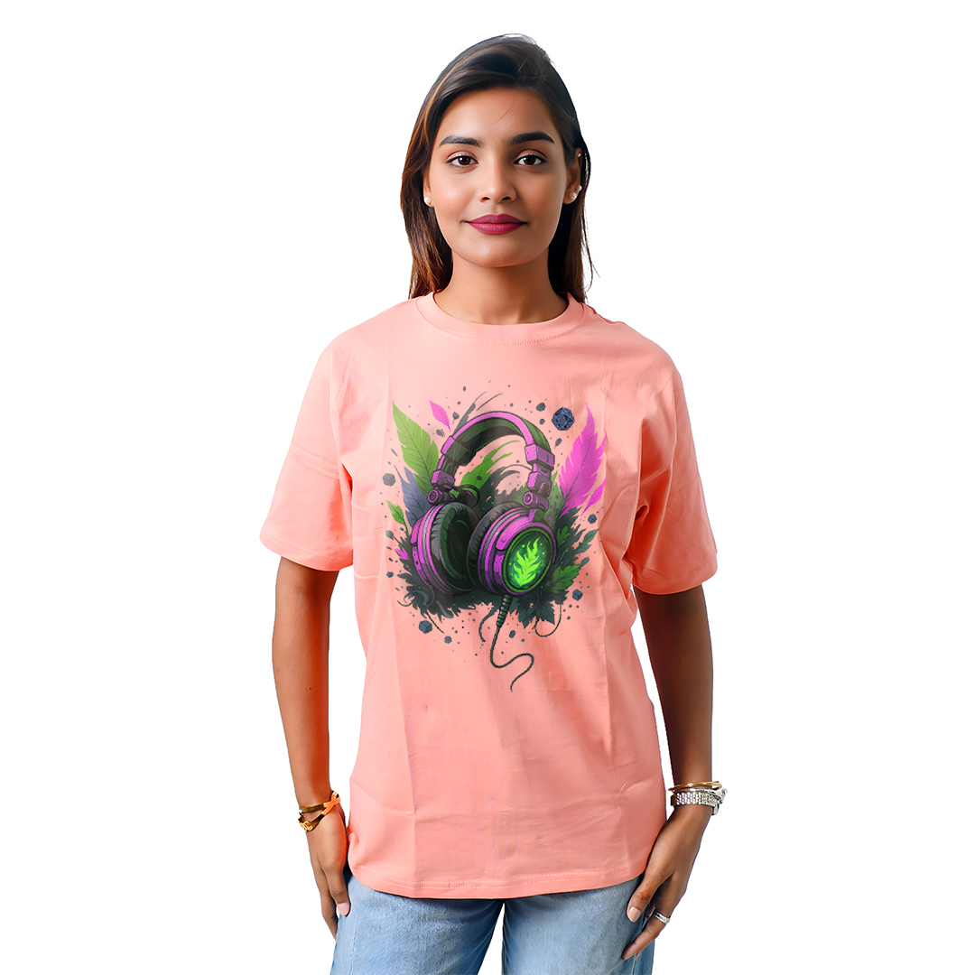 Color Ful Head Phones Women’s Tees T-Shirts