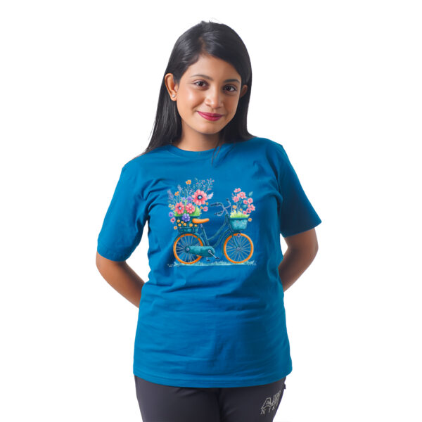 Cycle With Flowers Women’s Tees T-Shirts