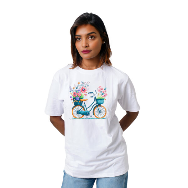 Cycle With Flowers Women’s Tees T-Shirts