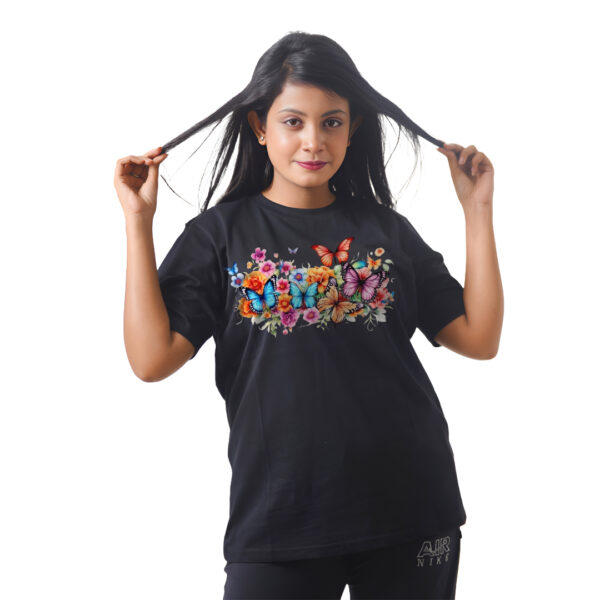 Flowers With Butterflies Women’s Tees T-Shirts