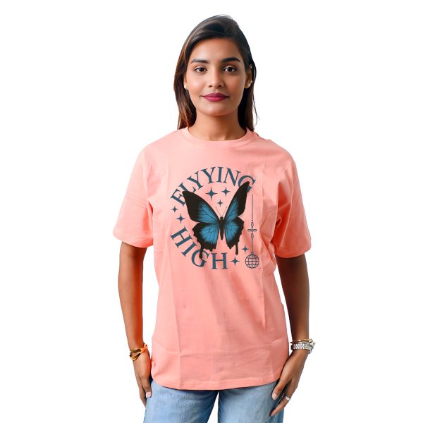 Text With Butterfly Women’s Tees T-Shirts