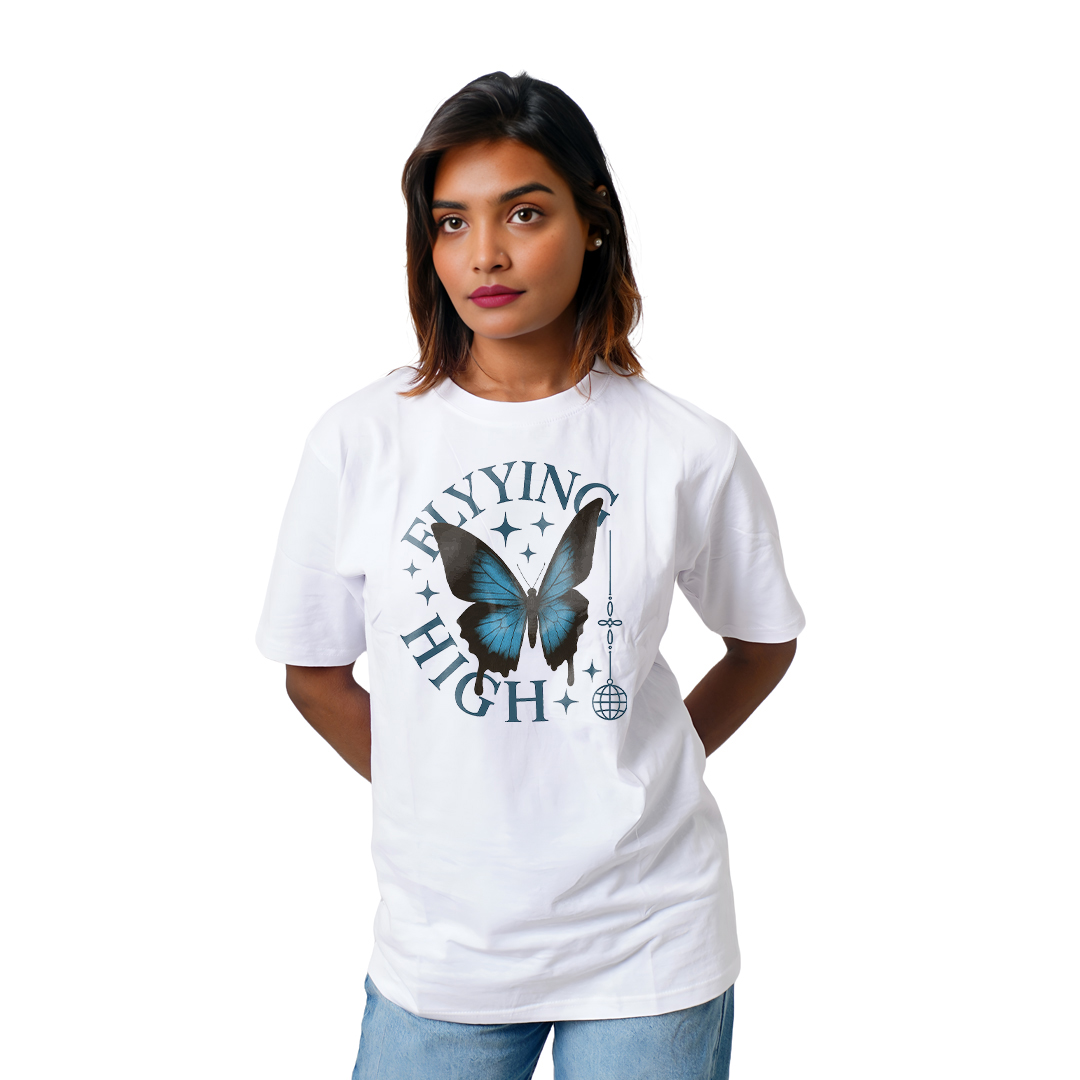 Text With Butterfly Women’s Tees T-Shirts