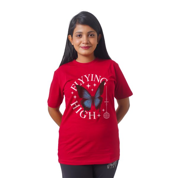 Text With Butterfly Women’s Tees T-Shirts