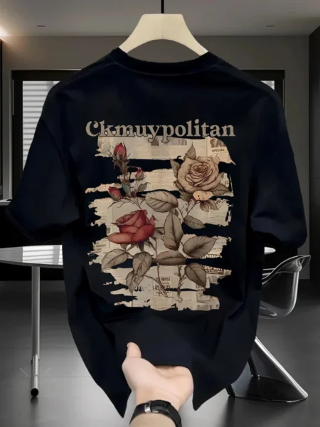 Men's Vintage Rose Graphic T-Shirt