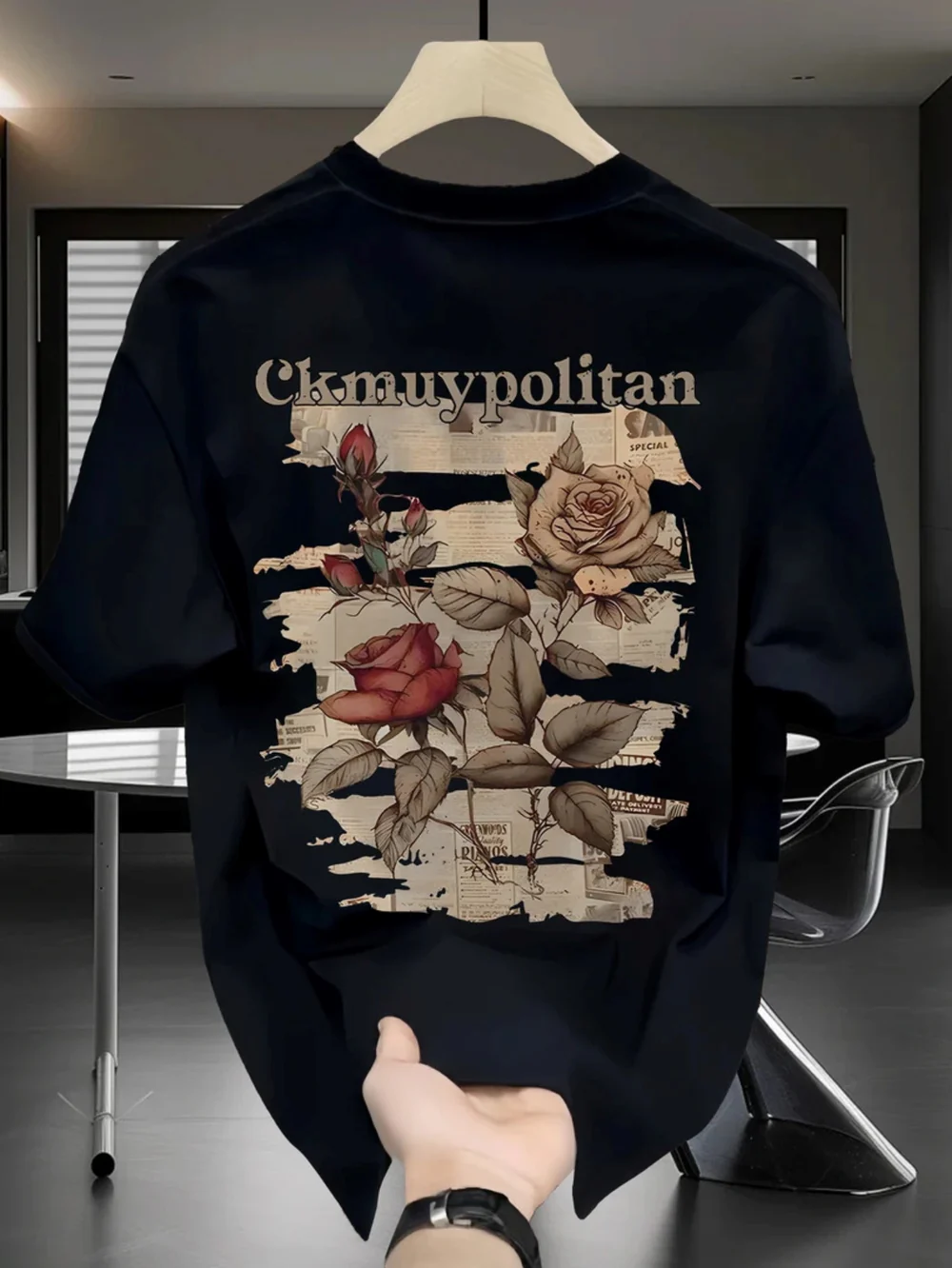 Men's Vintage Rose Graphic T-Shirt