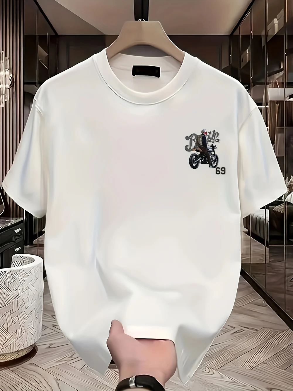 Heavyweight Cotton Graphic T-Shirt – Be Up Rider Print, Relaxed Fit