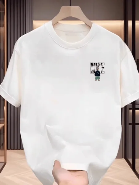 Men's Black Graphic T-Shirt – NICE Back Print, Streetwear Style