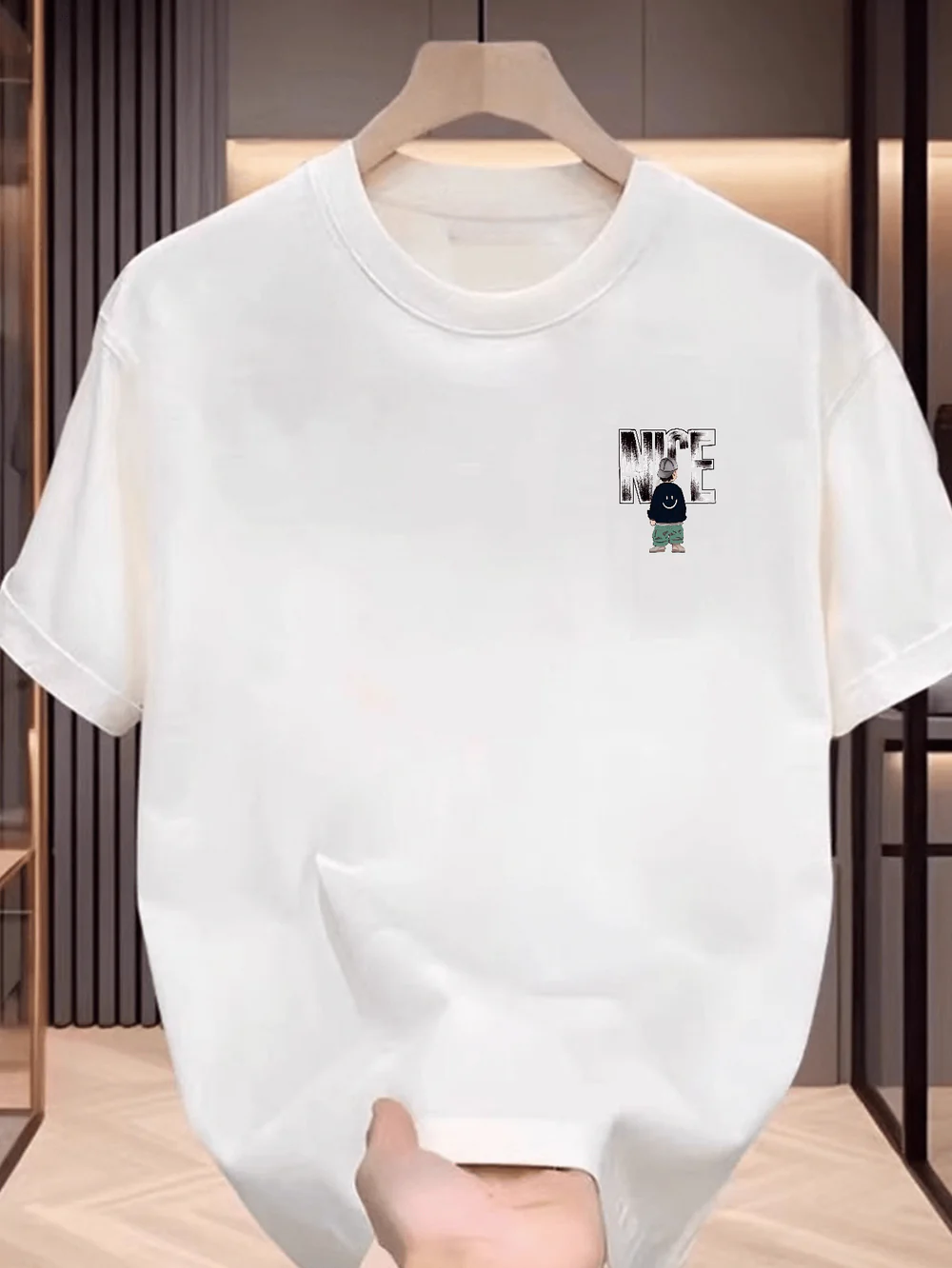 Men's Black Graphic T-Shirt – NICE Back Print, Streetwear Style