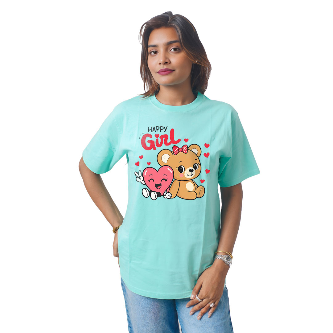 Happy Girl Cute panda Women’s Tees T-Shirts