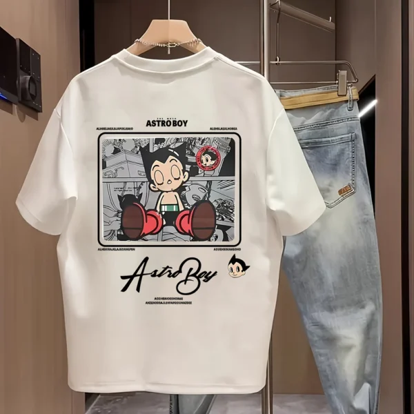 100% Cotton Casual Tee – Men’s Round Neck Summer Print Shirt