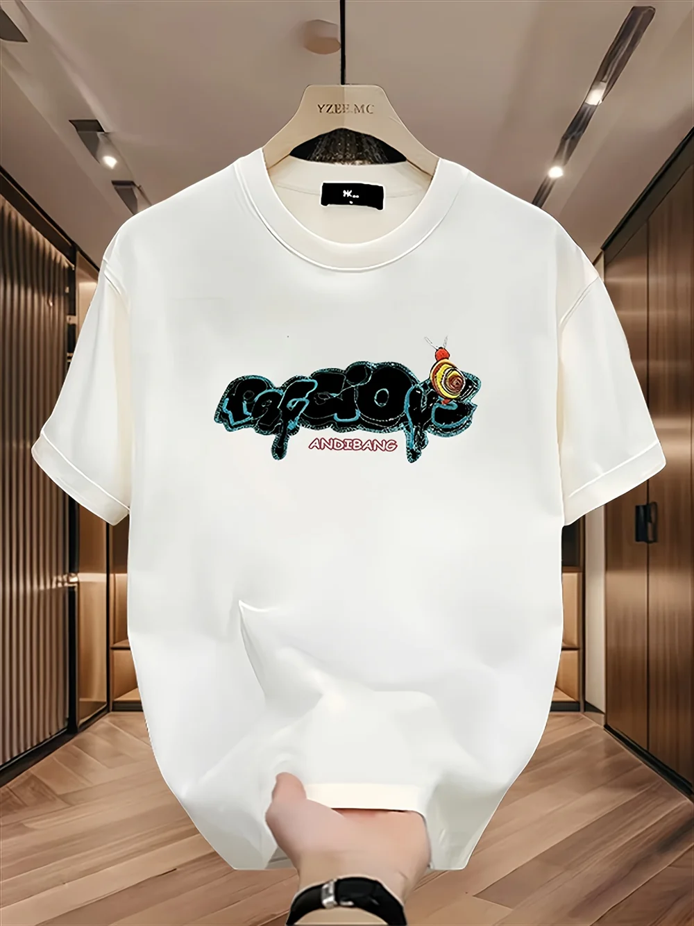 100% Cotton Korean Streetwear Tee – Graffiti Print, Summer Casual