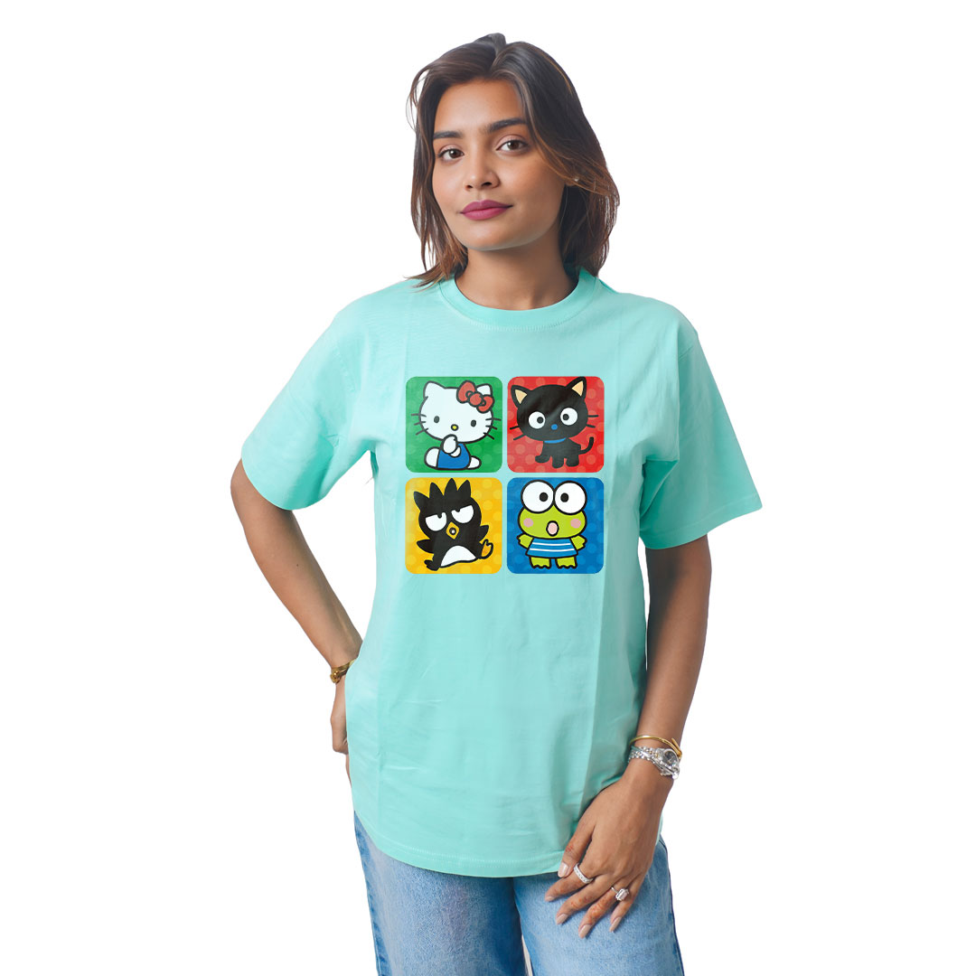 4 Box Cartoon-Style Animals Women’s Tees T-Shirts