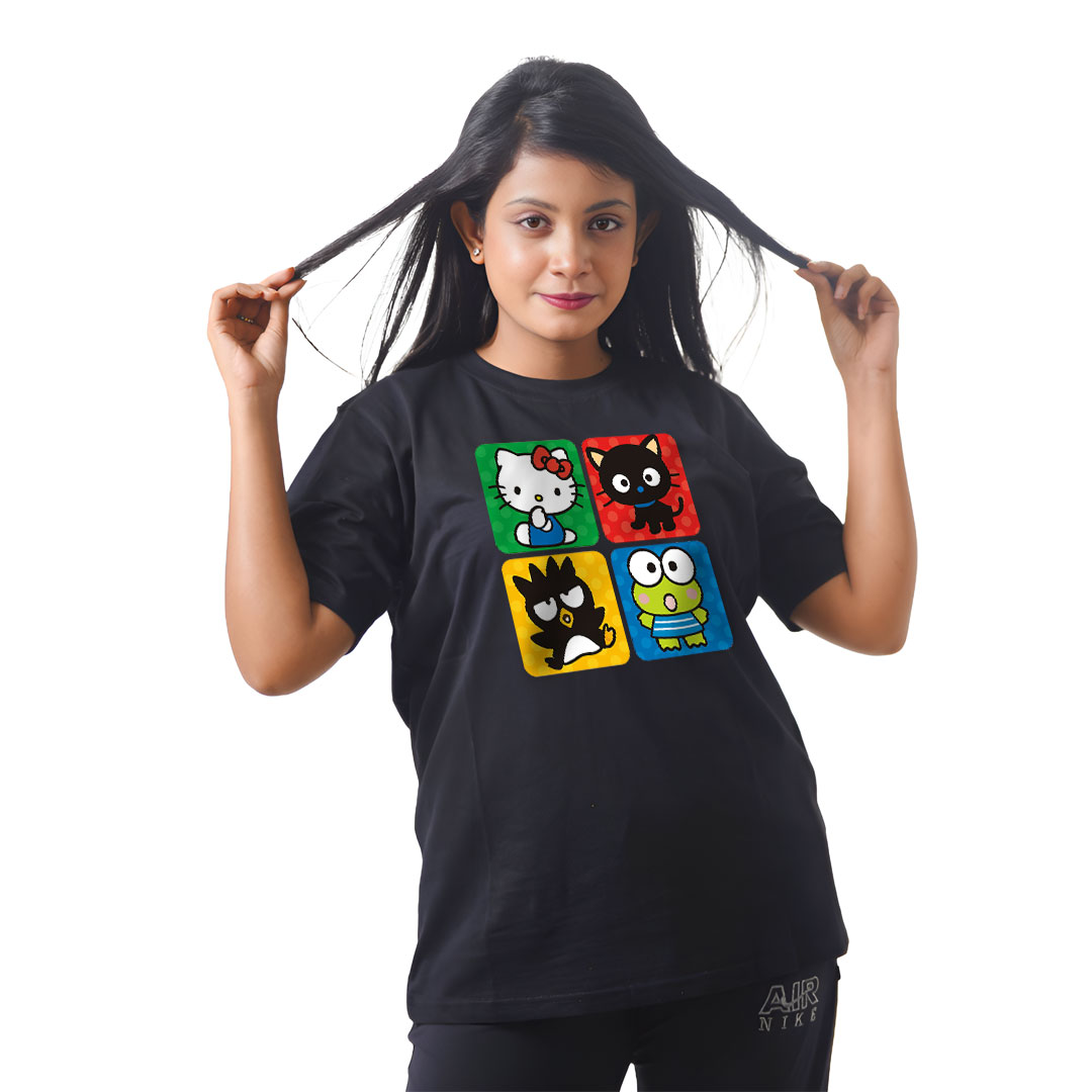 4 Box Cartoon-Style Animals Women’s Tees T-Shirts