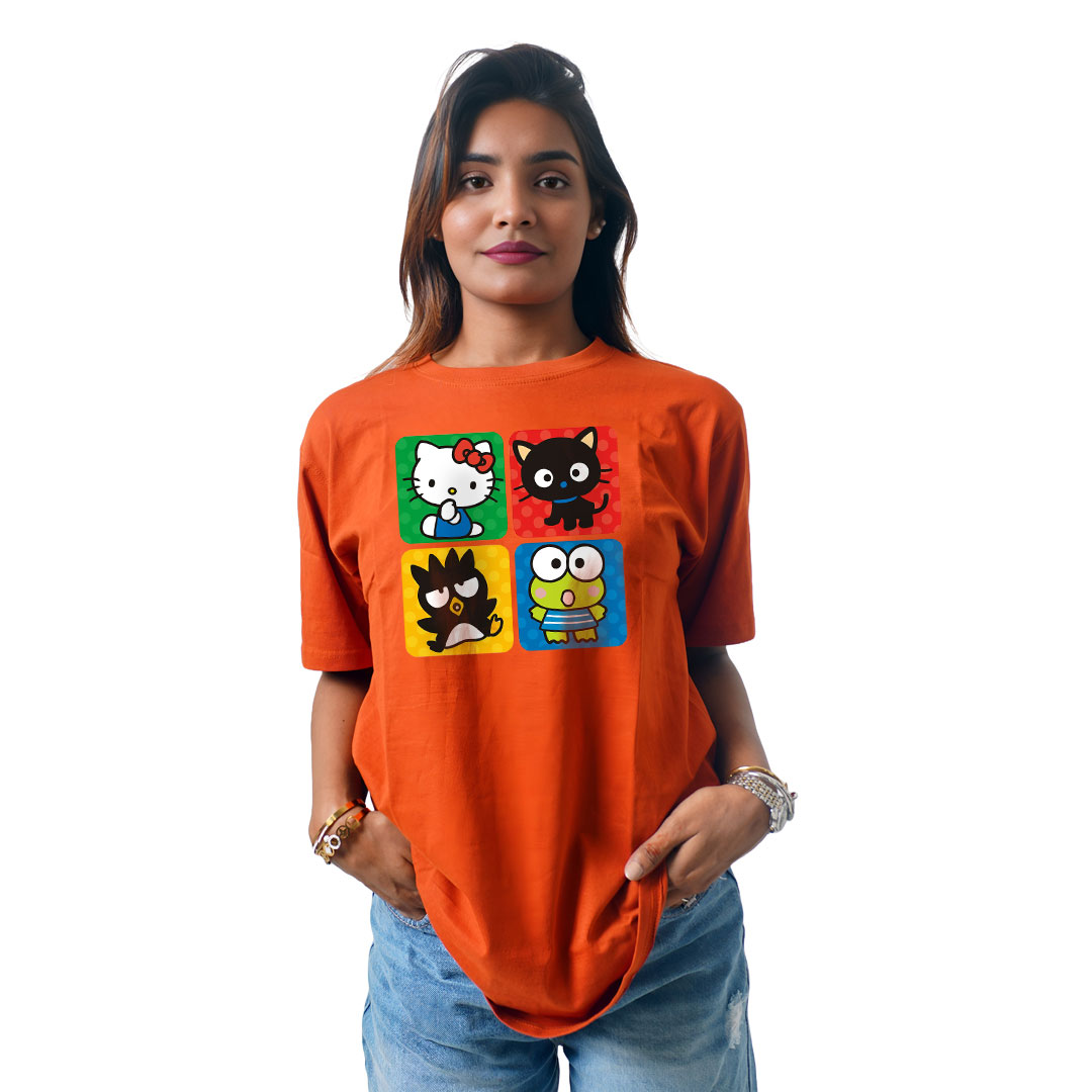 4 Box Cartoon-Style Animals Women’s Tees T-Shirts
