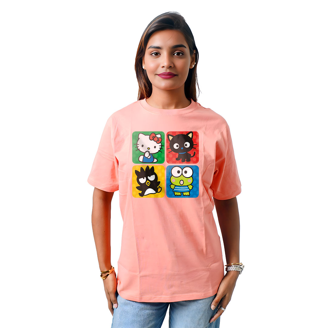 4 Box Cartoon-Style Animals Women’s Tees T-Shirts