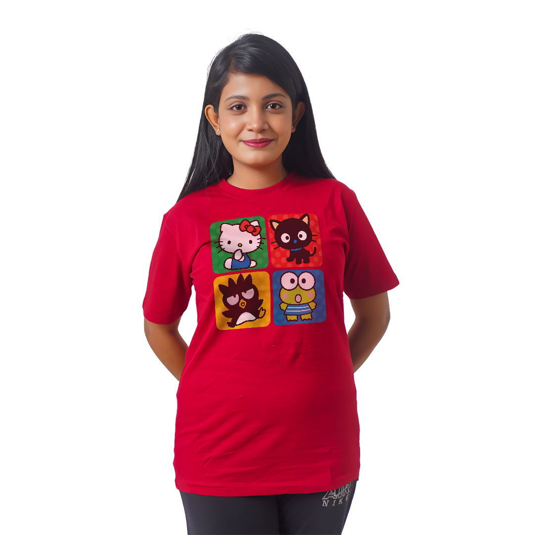 4 Box Cartoon-Style Animals Women’s Tees T-Shirts
